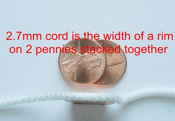 #2.7 mm cord size (click here for more information)